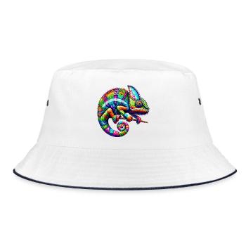 Chamäleon - Bucket Hat - Weiß/Navy - Vorne