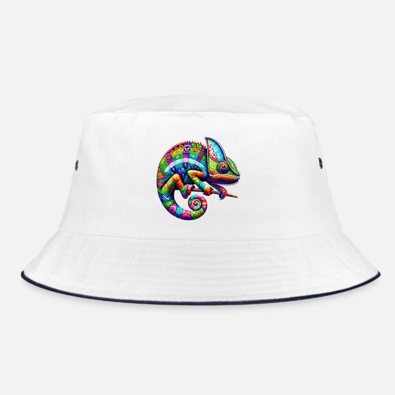 Chamäleon - Bucket Hat - Weiß/Navy