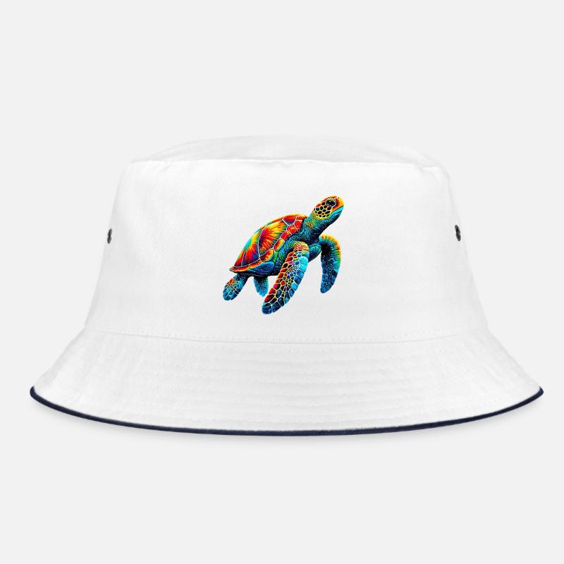Schildkröte - Bucket Hat - Weiß/Navy