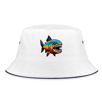 Piranha - Bucket Hat - white/navy - Front