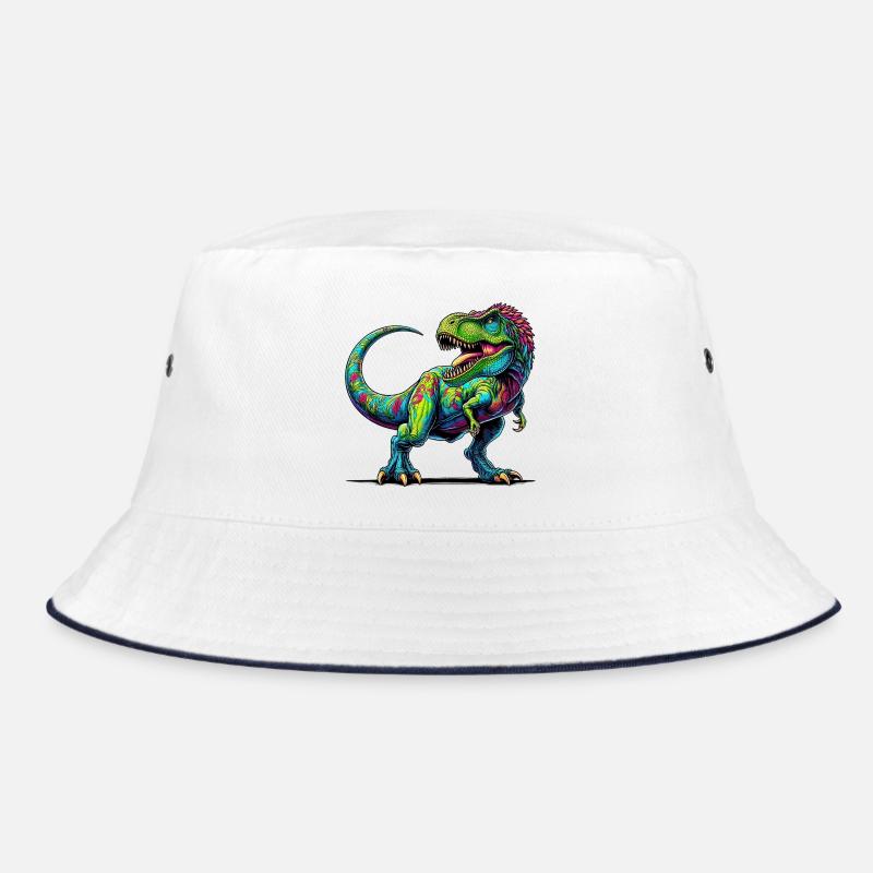 Dinosaurier - Bucket Hat - Weiß/Navy