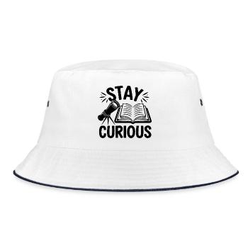 Bleib neugierig Motivation - Bucket Hat - Weiß/Navy - Vorne