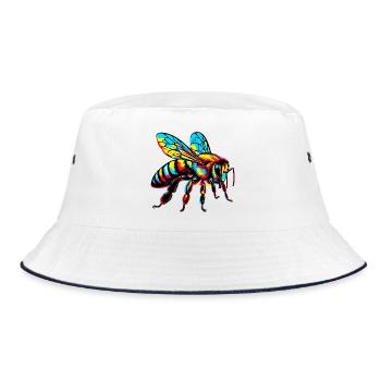 Bee - Bucket Hat - white/navy - Front