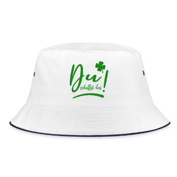 Du schaffst das! - Glücksbringer - Mut machen - Bucket Hat - Weiß/Navy - Vorne
