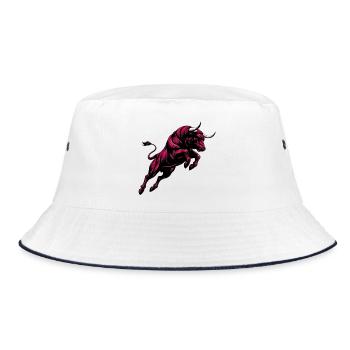 Stier - Bucket Hat - Weiß/Navy - Vorne