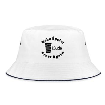 iGude Geripptes Great Again - Bucket Hat - Weiß/Navy - Vorne