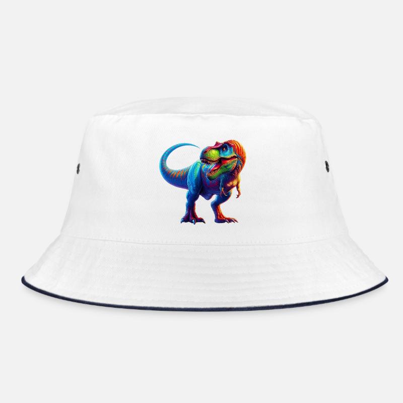 Dinosaurier - Bucket Hat - Weiß/Navy