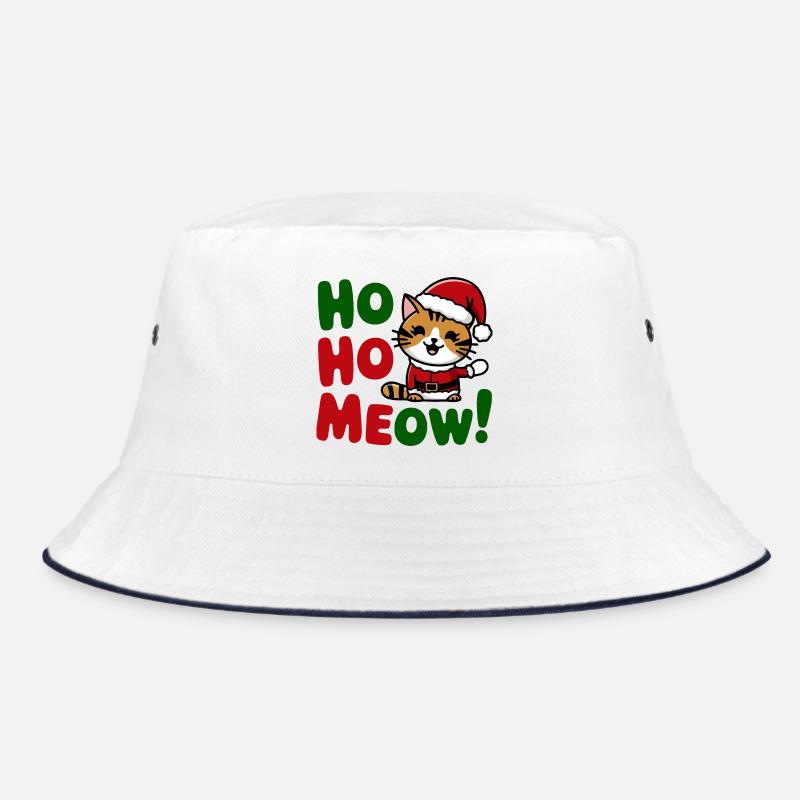 Festive Cat in Santa Hat Design Bucket Hat