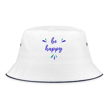 BE HAPPY - Positivity - Positive Thinking - Bucket Hat - white/navy - Front