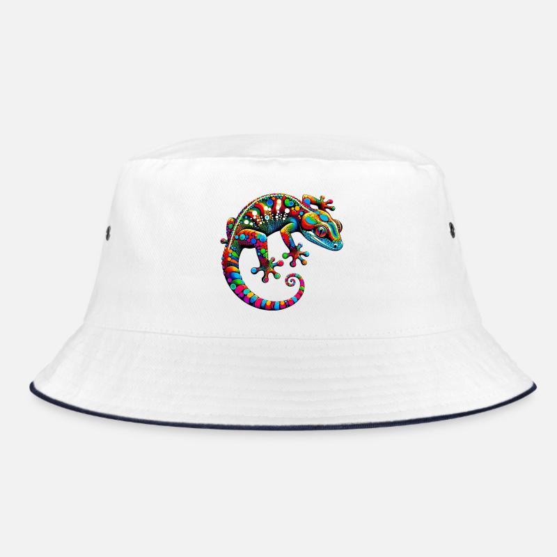Gecko - Bucket Hat - Weiß/Navy