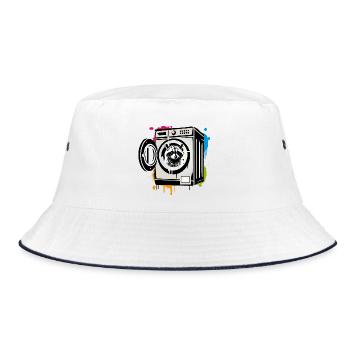 Raccoon in the washing machine - Humorous motif - Bucket Hat - white/navy - Front