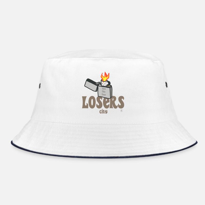Grunge Rebel Lighter - Hate this town - Bucket Hat - white/navy