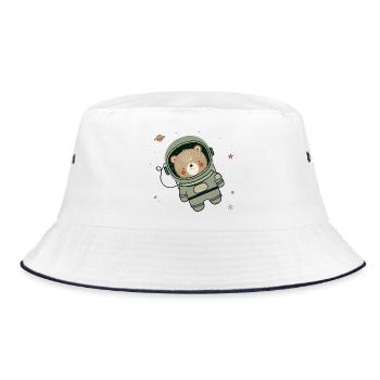 Cute Astronaut Bear in Space - Bucket Hat - white/navy - Front