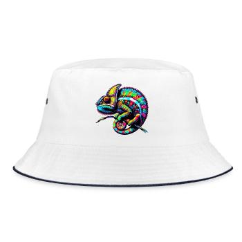 Chamäleon - Bucket Hat - Weiß/Navy - Vorne