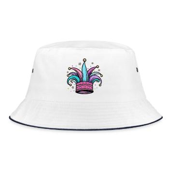 Narrenmütze Narrenkappe für Karneval und Fasching - Bucket Hat - Weiß/Navy - Vorne