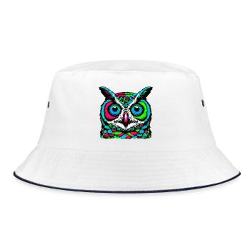 Owl - Bucket Hat - white/navy - Front