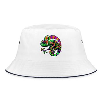 Chamäleon - Bucket Hat - Weiß/Navy - Vorne