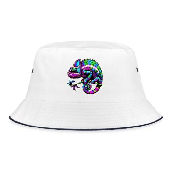 Chamäleon - Bucket Hat - Weiß/Navy - Vorne