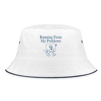 Laufendes Herz – Running From My Problems - Bucket Hat - Weiß/Navy - Vorne