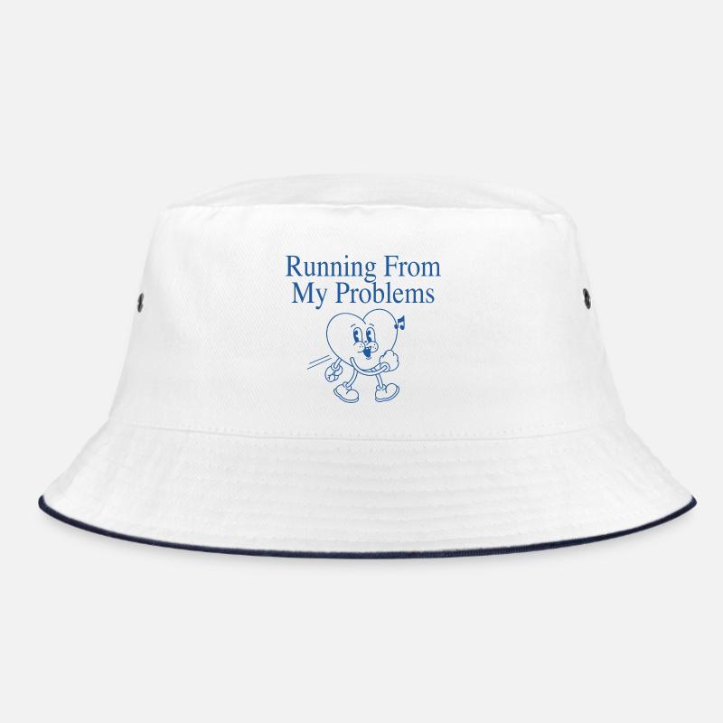 Laufendes Herz – Running From My Problems - Bucket Hat - Weiß/Navy