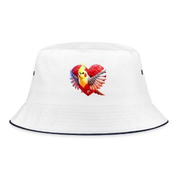 Nymph Heart (05) - Bucket Hat - white/navy - Front