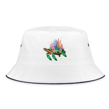 Tortue d’eau exotique colorée avec corail - Bob - blanc/marine - Devant