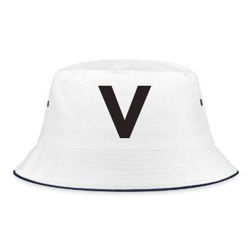 V - Bucket Hat - white/navy - Front