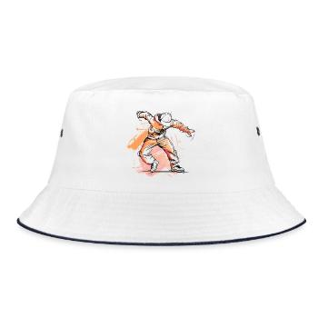 Breakdancer Zeichnung - Bucket Hat - Weiß/Navy - Vorne