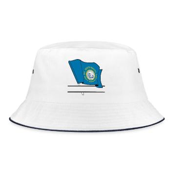 South Dakota Flagge Text Banner - Bucket Hat - Weiß/Navy - Vorne