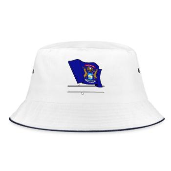 Flag Michigan text banner - Bucket Hat - white/navy - Front