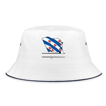 Flag Friesland text banner - Bucket Hat - white/navy - Front