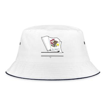 Flag Illinois text banner - Bucket Hat - white/navy - Front