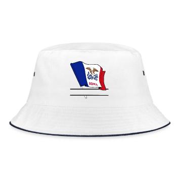 Flag Iowa text banner - Bucket Hat - white/navy - Front