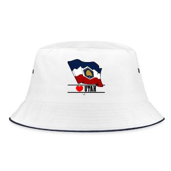 Flag Utah heart UTAH - Bucket Hat - white/navy - Front