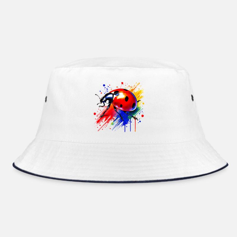Marienkäfer - Bucket Hat - Weiß/Navy