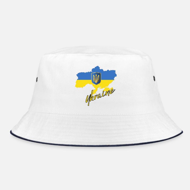 Fierté ukrainienne, drapeau ukrainien - Bob - blanc/marine