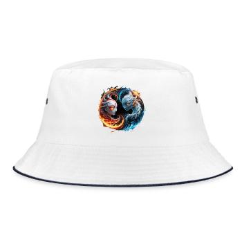 Elemental harmony, yin and yang of nature. - Bucket Hat - white/navy - Front