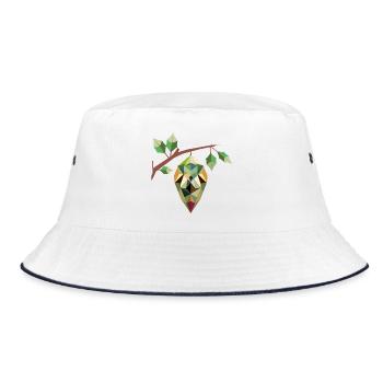 geometrische Kokon, in sanften Grüntönen - Bucket Hat - Weiß/Navy - Vorne