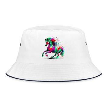 Horse - Bucket Hat - white/navy - Front
