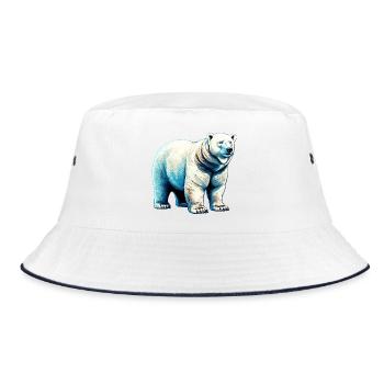 Weißer Eisbär - Bucket Hat - Weiß/Navy - Vorne