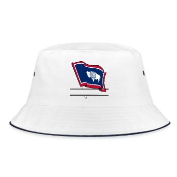 Flag Wyoming text banner - Bucket Hat - white/navy - Front