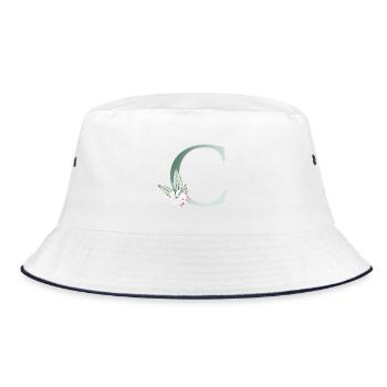 C Monogramme, Floral, Personnalisable - Bob - blanc/marine - Devant