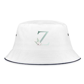 Z Monogram, Floral, Personalizable - Bucket Hat - white/navy - Front
