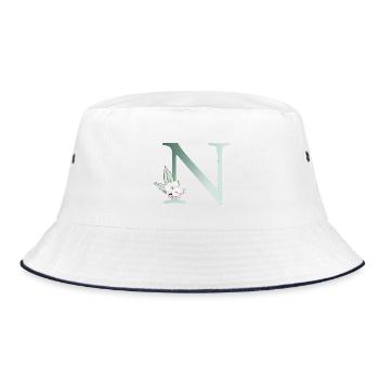 N Monogramme, Floral, Personnalisable - Bob - blanc/marine - Devant