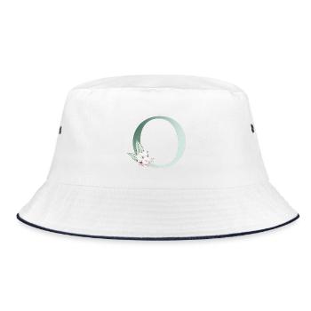 o Monogramme, Floral, Personnalisable - Bob - blanc/marine - Devant
