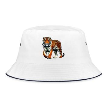 Tiger - Bucket Hat - Weiß/Navy - Vorne