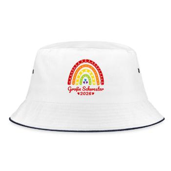 Große Schwester 2026 Regenbogen - Bucket Hat - Weiß/Navy - Vorne
