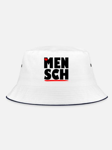 MENSCHLICHKEIT - Bucket Hat - Weiß/Navy - Vorne