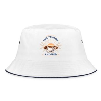 Time to Drink Coffee – Do Not Disturb - Bucket Hat - Weiß/Navy - Vorne