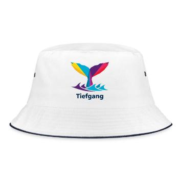 Abstract colorful whale fin with "draught" - Bucket Hat - white/navy - Front